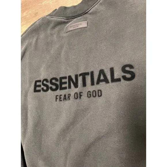 Fear of God Essentials Crewneck Sweatshirt Black Oversized L Logo - Picture 8 of 11
